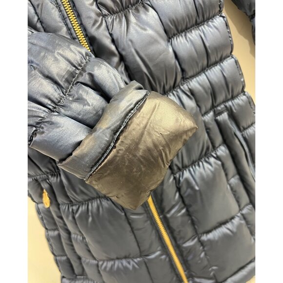 Michael Kors Women's Packable Down Puffer Jacket Navy Blue Gold Accents Sz. M - Picture 8 of 10